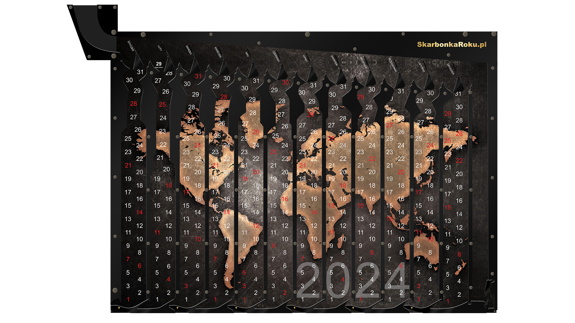 Kalendarz 2024 Mapa Świata