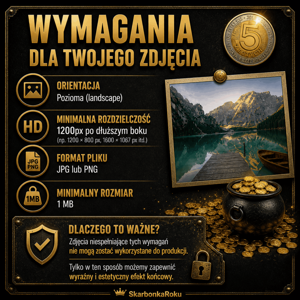 Skarbonka ze zdjęciem wymagania