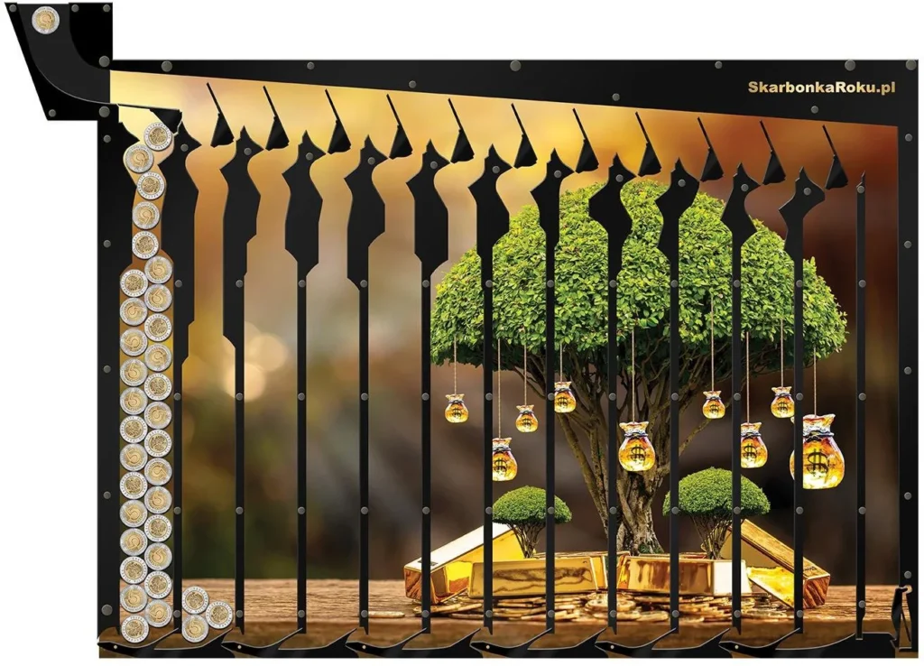 skarbonka roku z motywem drzewa