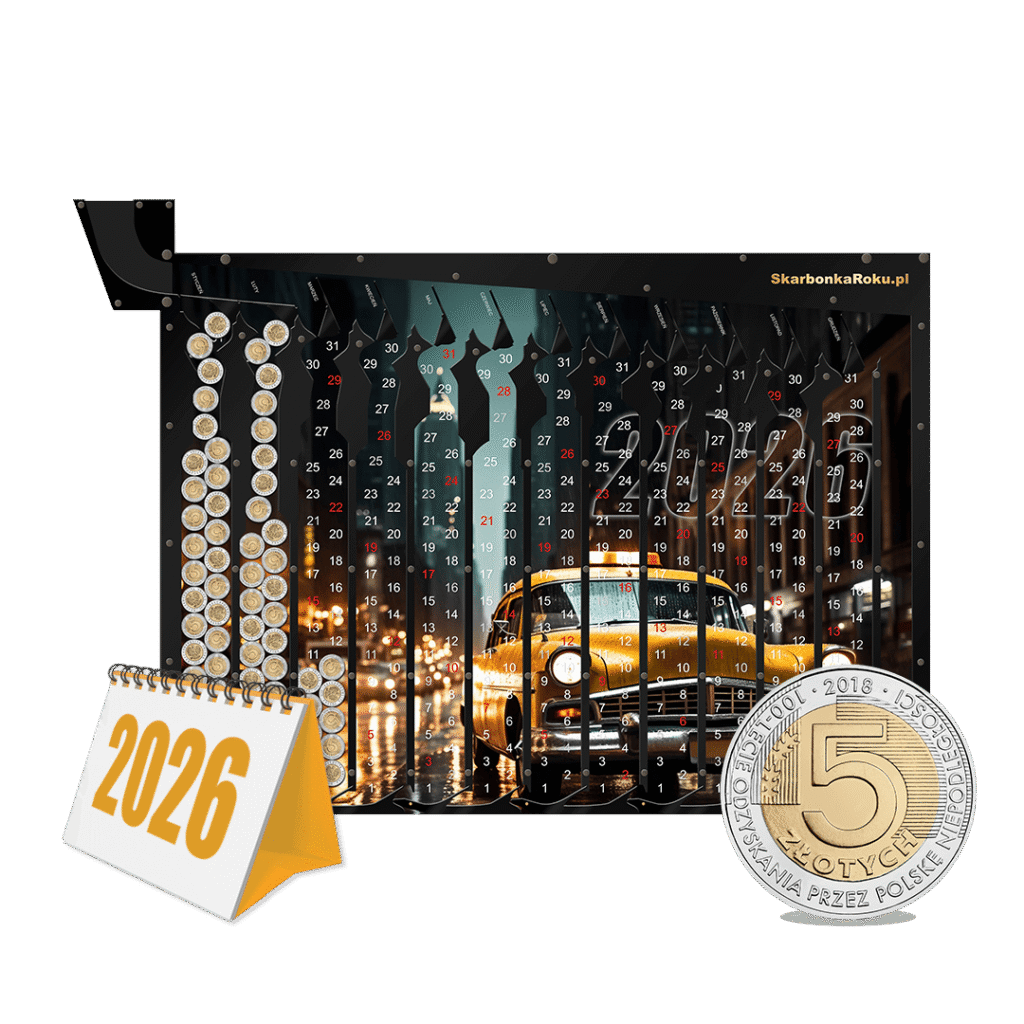Skarbonka na 5 zł - Kalendarz 2026 Taxi