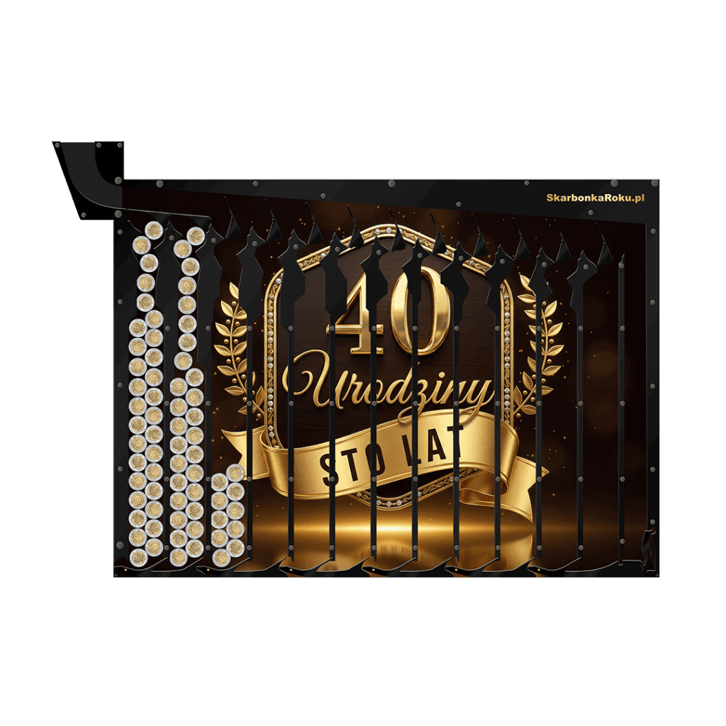 Skarbonka na 40 Urodziny Złota na 5 zł XXL na 1830 zł