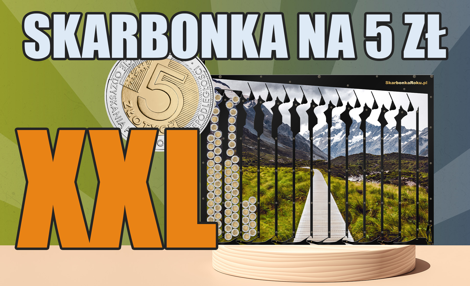 duża skarbonka na 5 zł