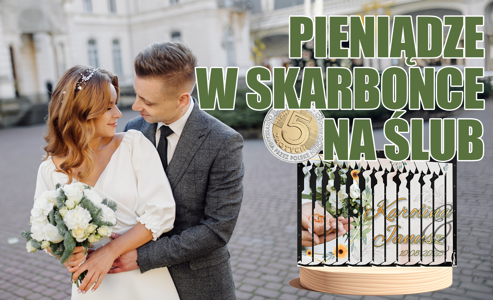 Pieniądze w skarbonce na ślub