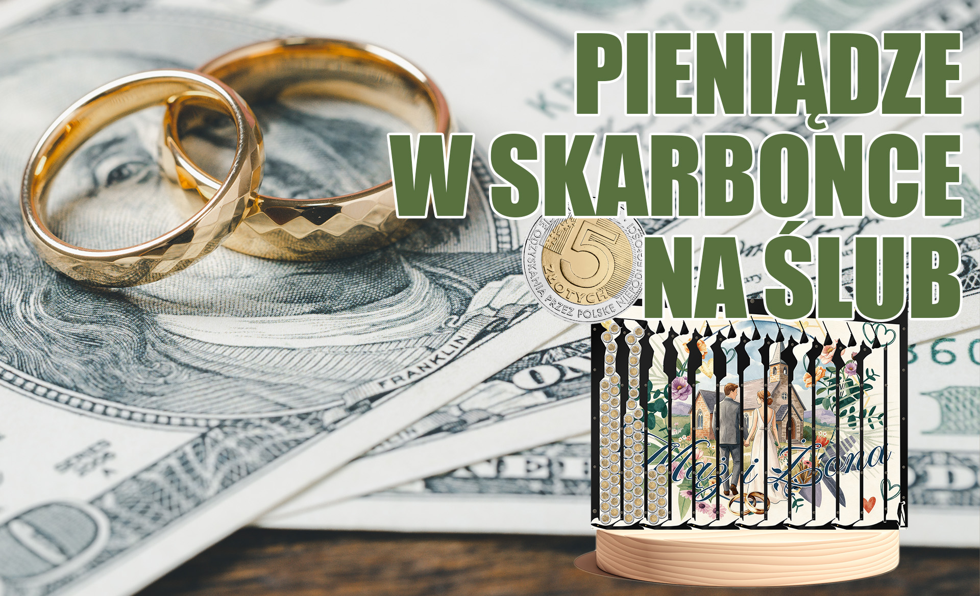 Pieniądze w skarbonce na ślub