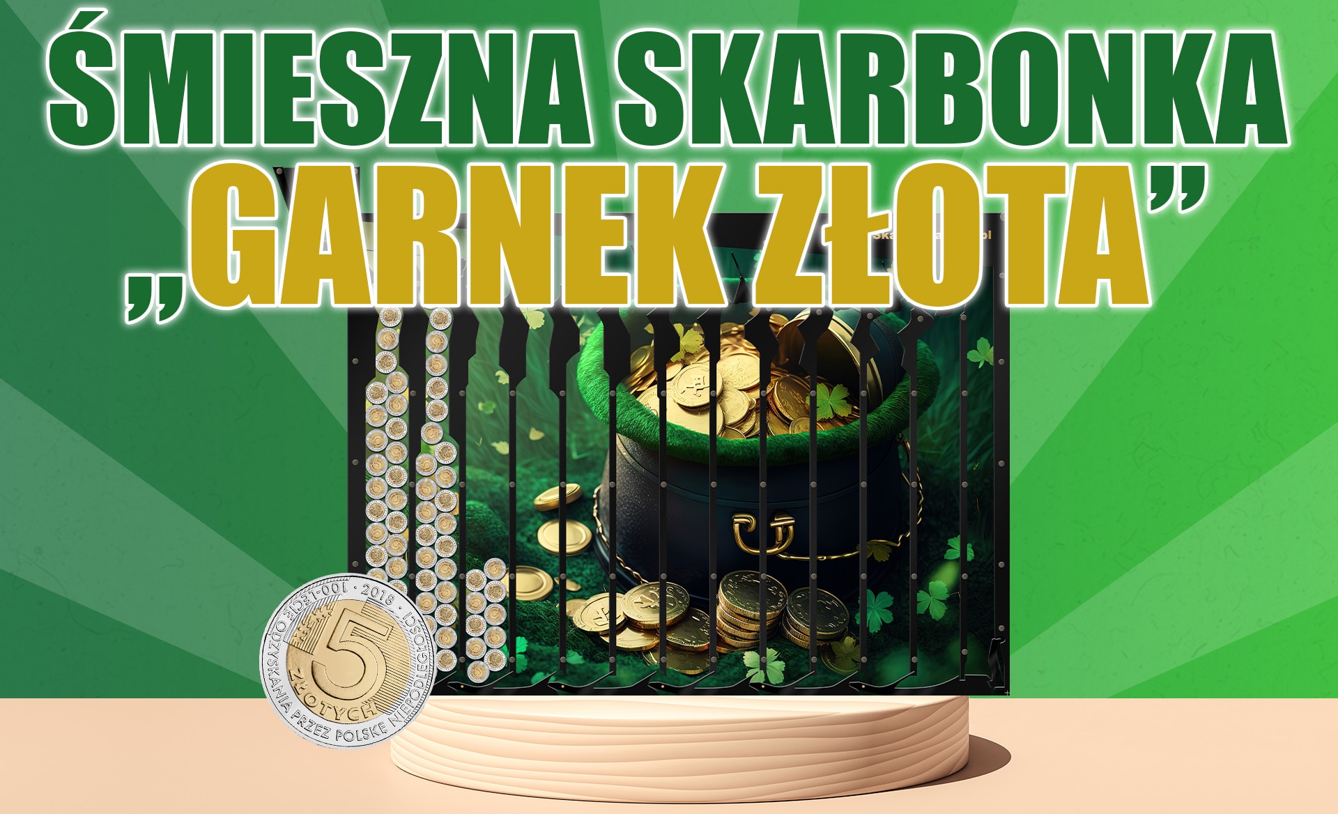 śmieszna skarbonka garnek złota