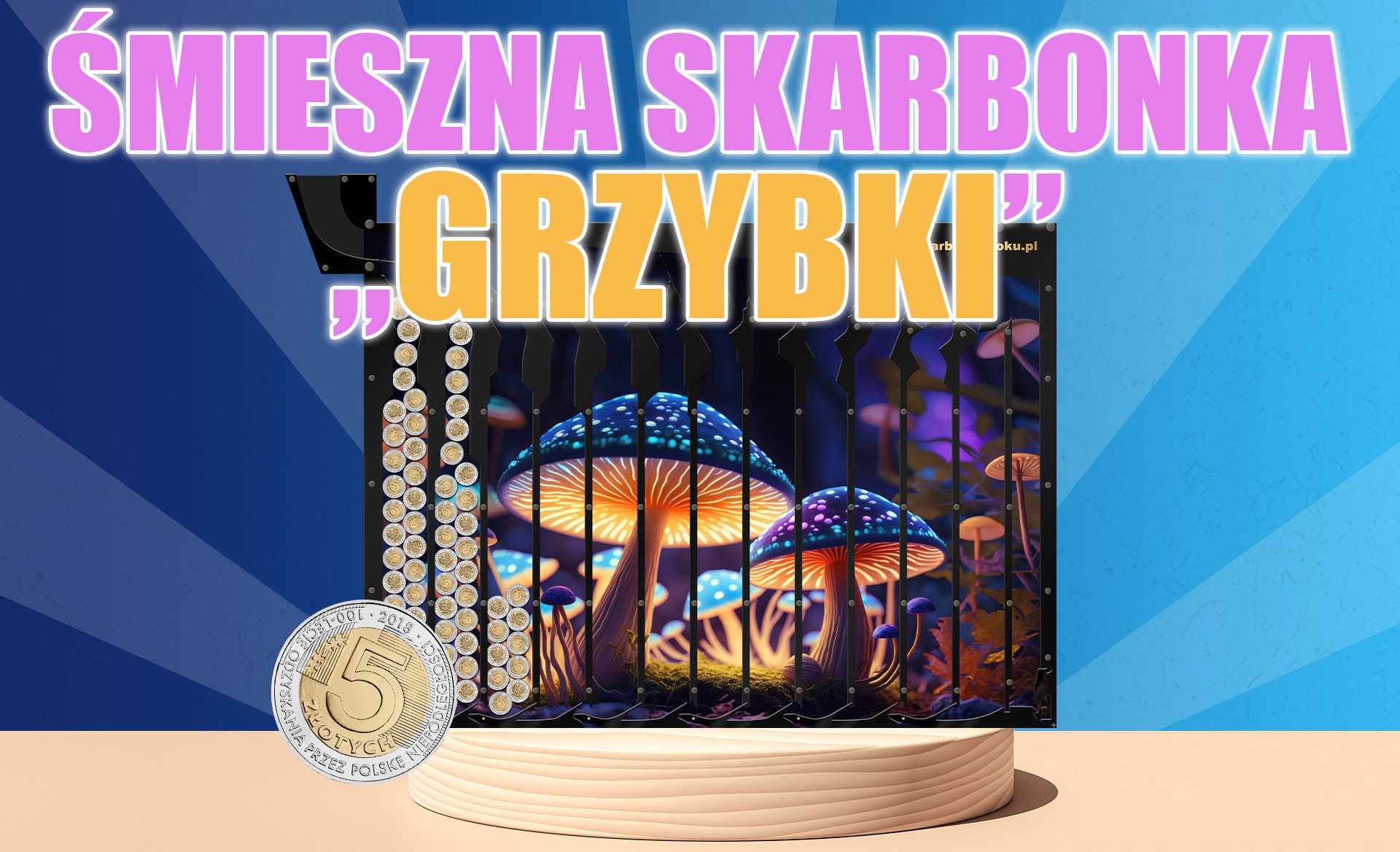 śmieszna skarbonka grzybki