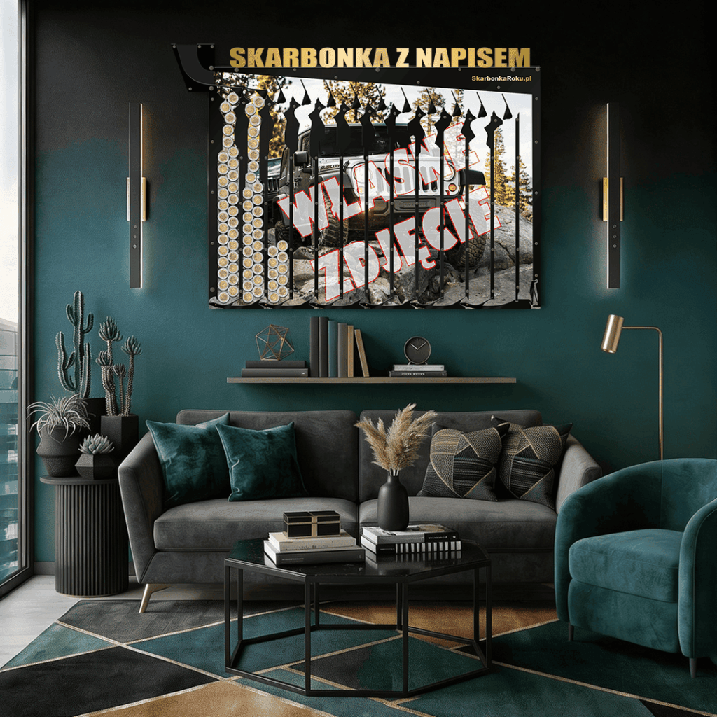 Skarbonka na 5 zł ze zdjęciem i napisem