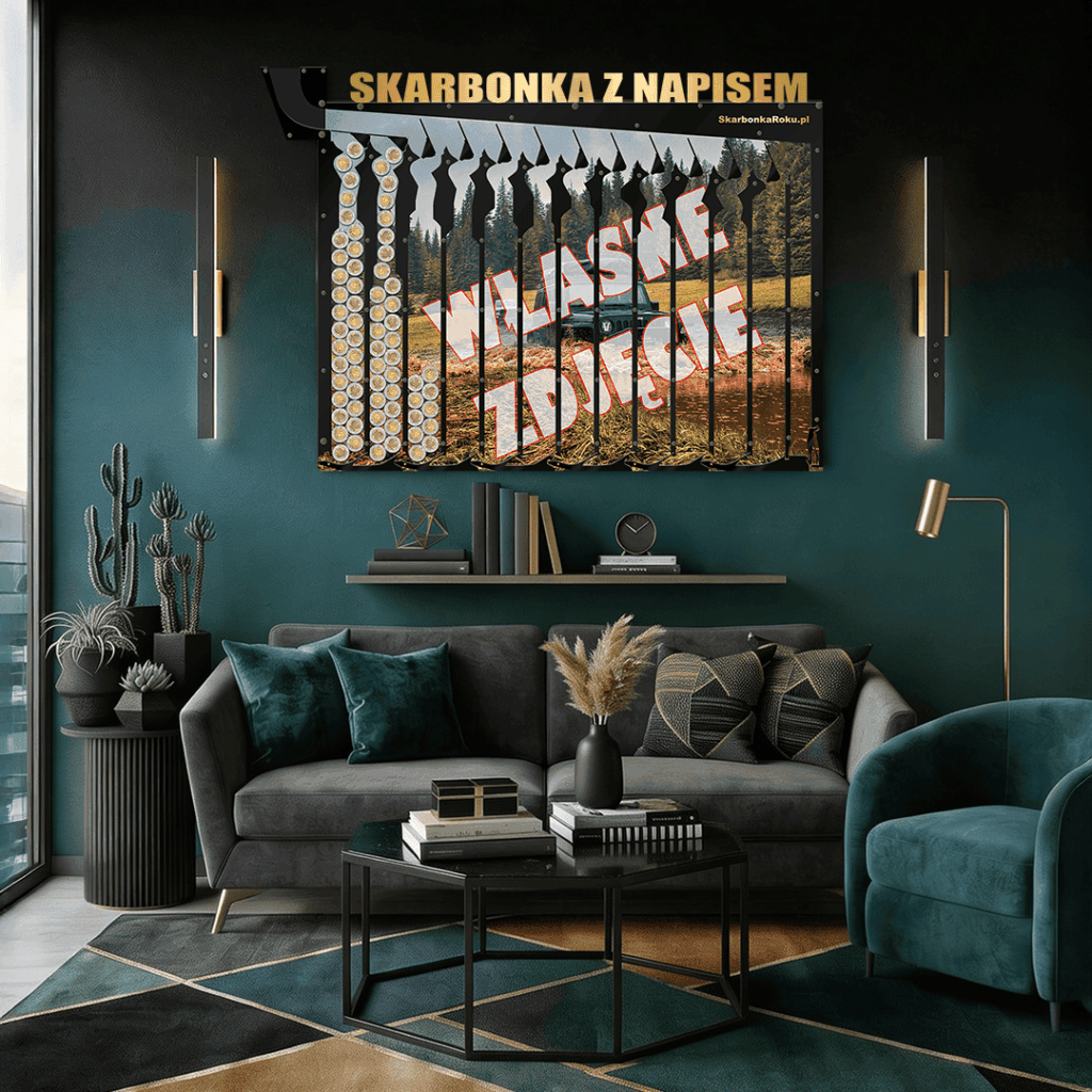Skarbonka na 5 zł ze zdjęciem i napisem
