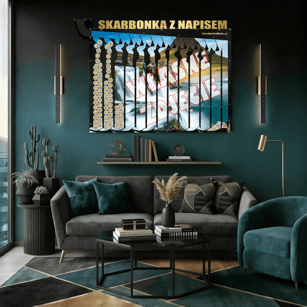 Skarbonka na 5 zł ze zdjęciem i napisem