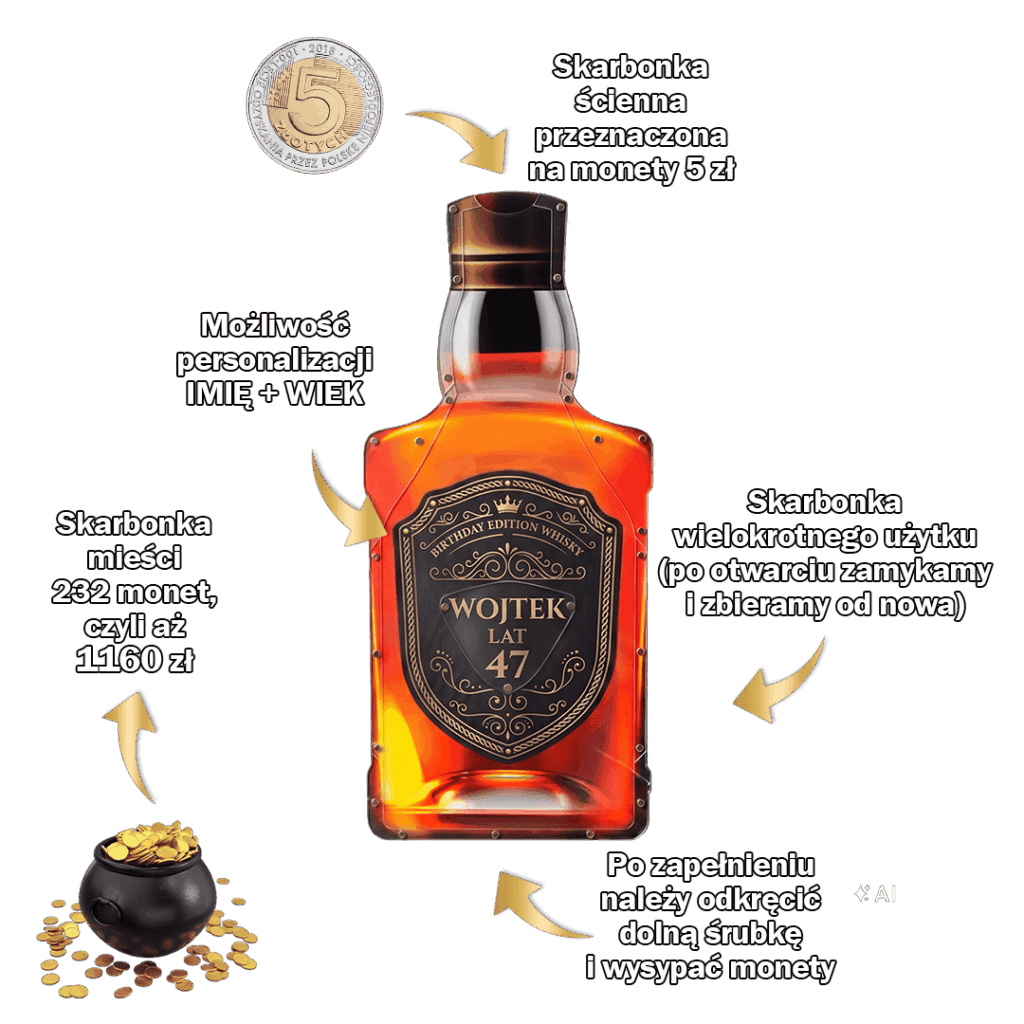 Personalizowana skarbonka whisky z własnym napisem