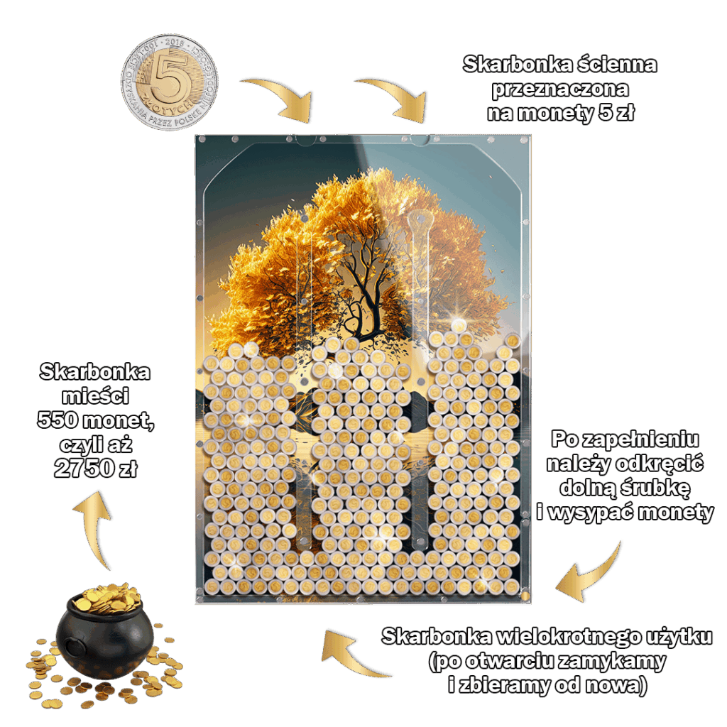Skarbonka na 5 zł Pionowa Drzewko