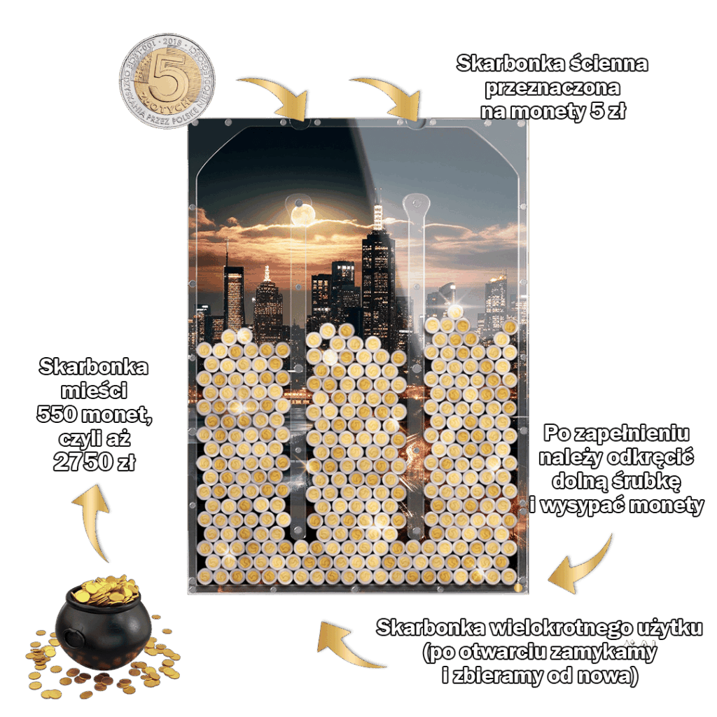 skarbonka na 5 zł pionowa miasto
