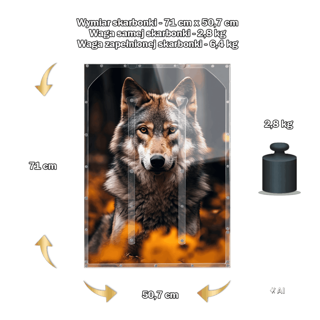 Skarbonka na 5 zł Pionowa z Wilkiem