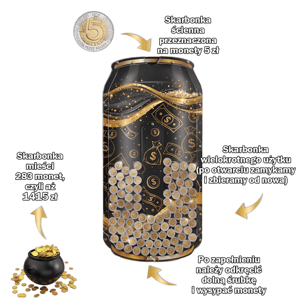 skarbonka puszka na 5 zł